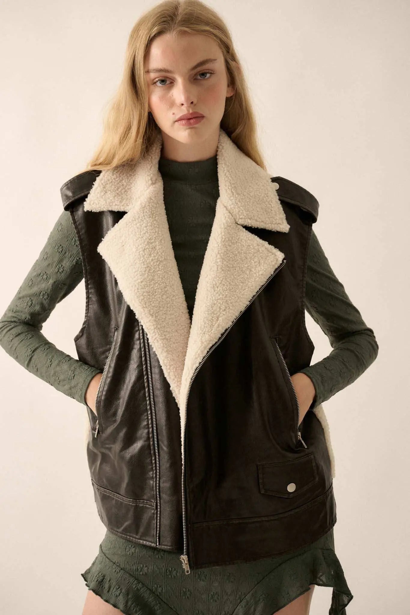 Wild One Vegan Leather and Fleece Motorcycle Vest