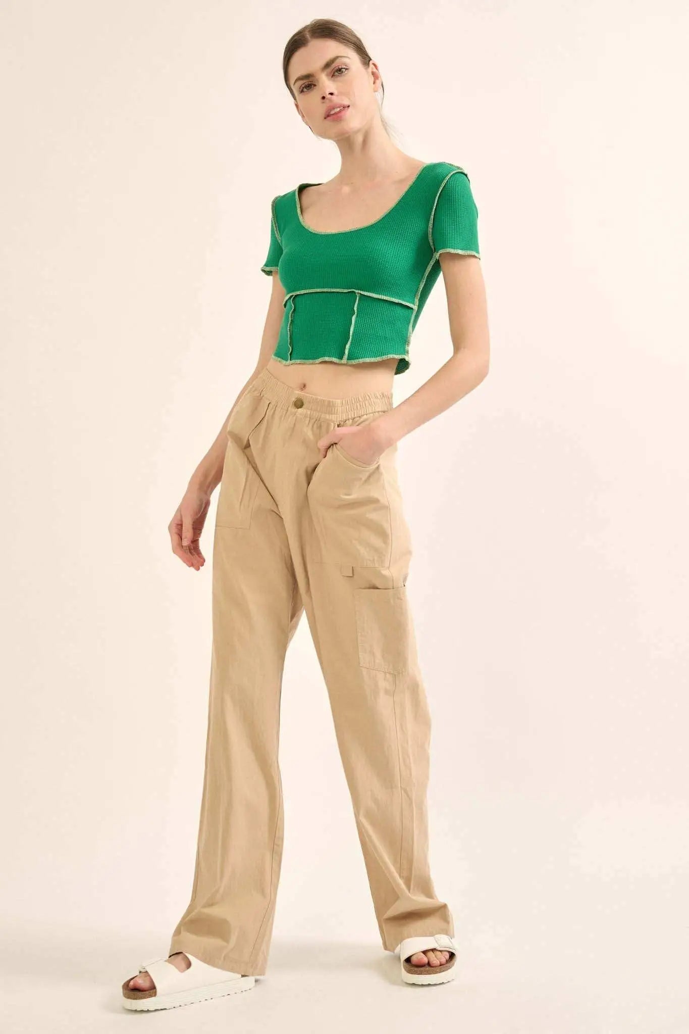 Walk Tall Straight-Leg Cotton Twill Cargo Pants