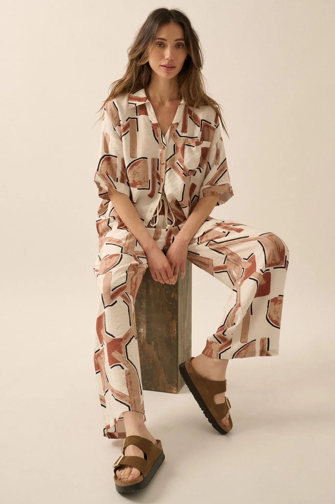 Timeless Journey Abstract-Print Wide-Leg Pants