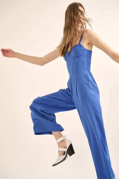 Style Guide Pleated Straight-Leg Corset Jumpsuit