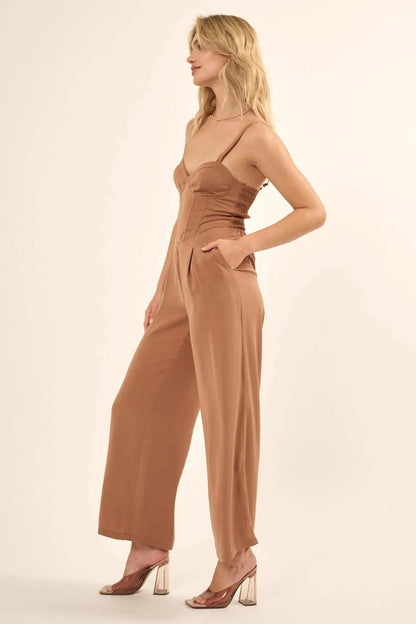 Style Guide Pleated Straight-Leg Corset Jumpsuit