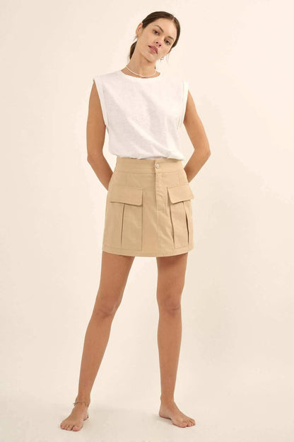 Step It Up Cotton Twill Cargo Mini Skirt