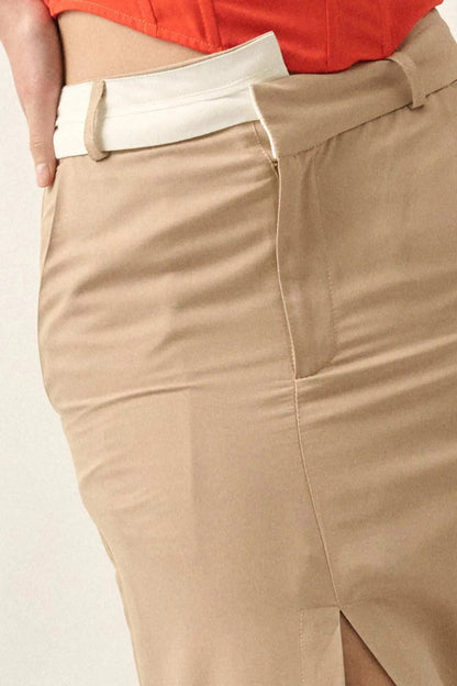 Step to It Asymmetrical-Waist Maxi Pencil Skirt