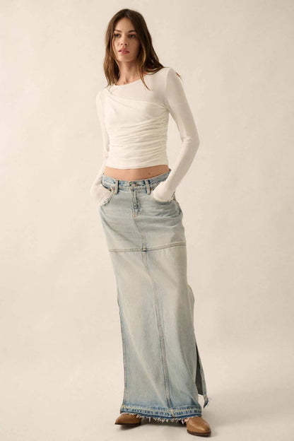 Under Wraps Asymmetrical Layered Baby Rib Top