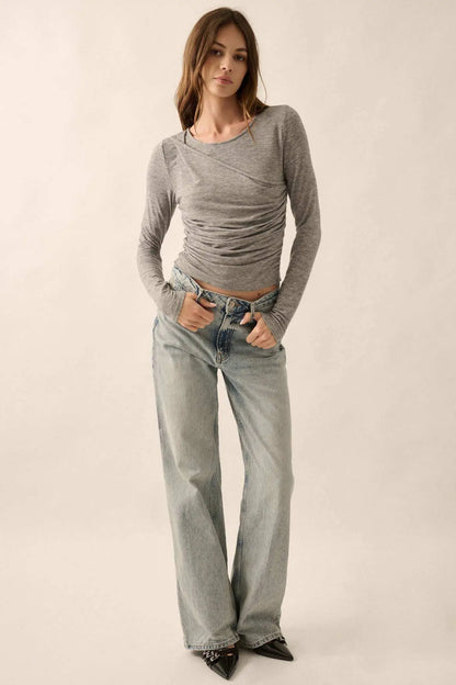 Under Wraps Asymmetrical Layered Baby Rib Top