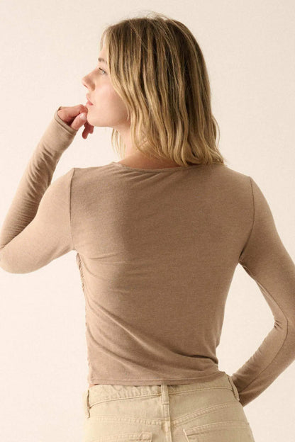 Under Wraps Asymmetrical Layered Baby Rib Top