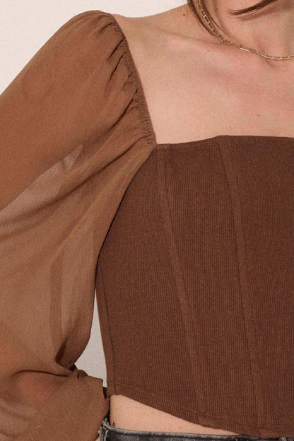 Timeless Love Long-Sleeve Cropped Corset Top