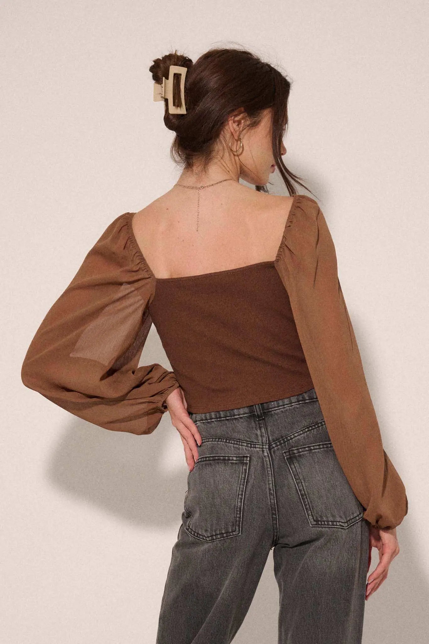 Timeless Love Long-Sleeve Cropped Corset Top