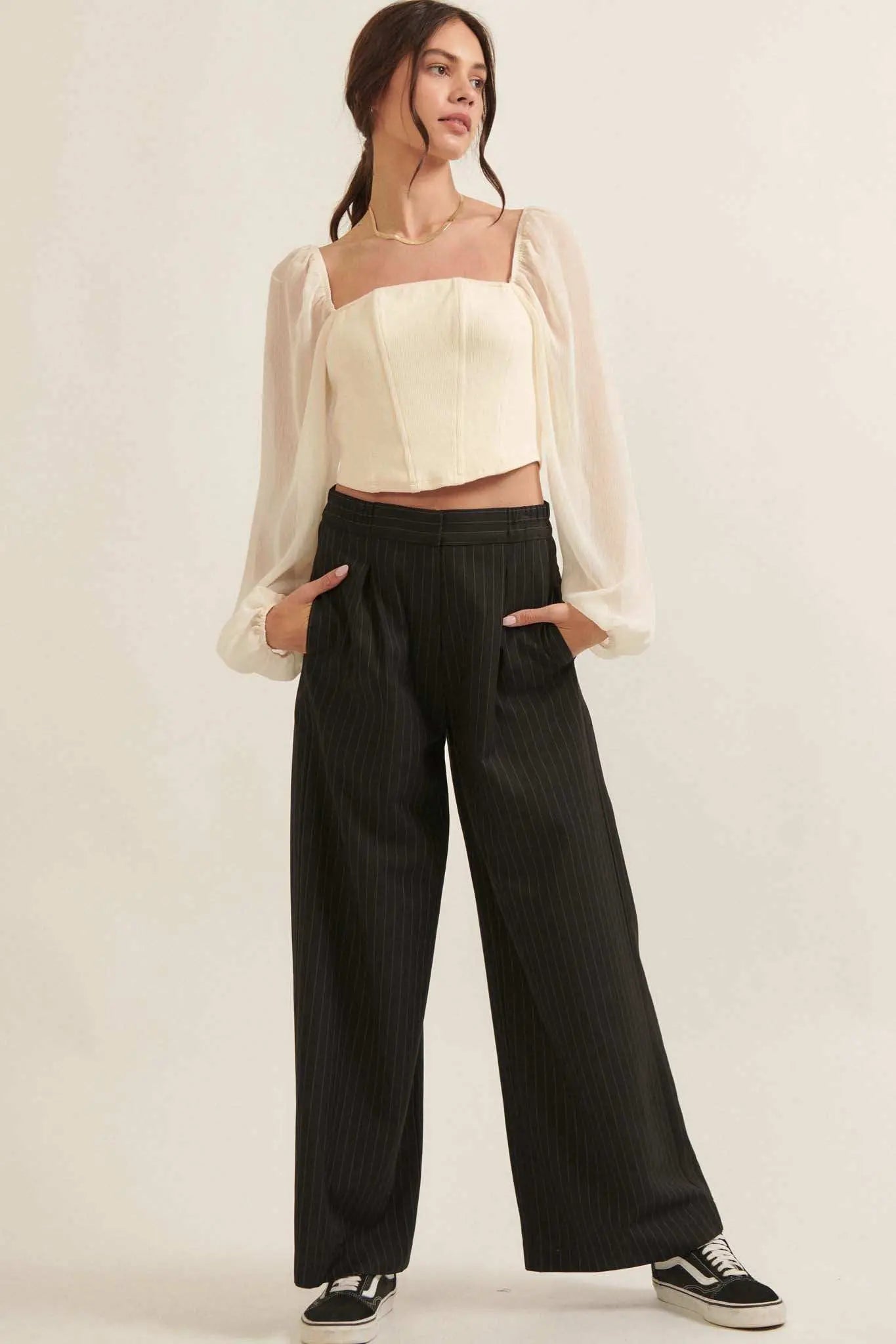 Timeless Love Long-Sleeve Cropped Corset Top