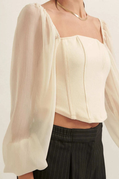 Timeless Love Long-Sleeve Cropped Corset Top