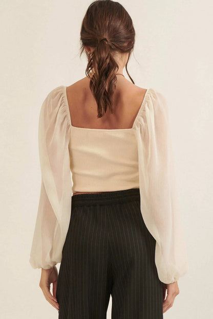 Timeless Love Long-Sleeve Cropped Corset Top