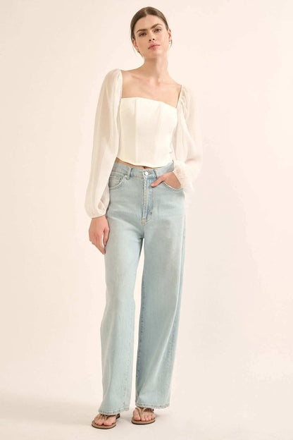 Timeless Love Long-Sleeve Cropped Corset Top