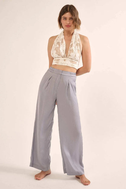 Sweet Sonata Embroidered Lace Cropped Halter Top