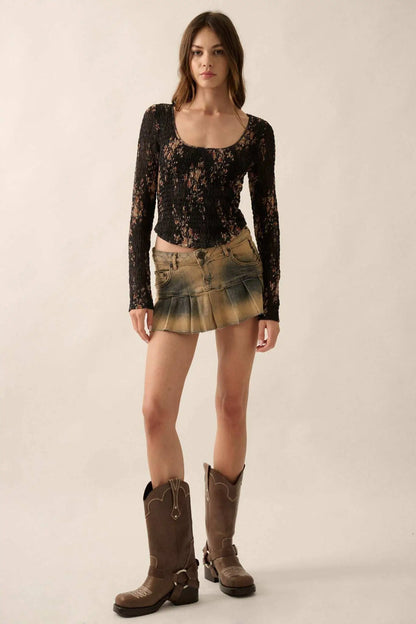 Wildflower Heart Smocked Floral-Print Corset Top
