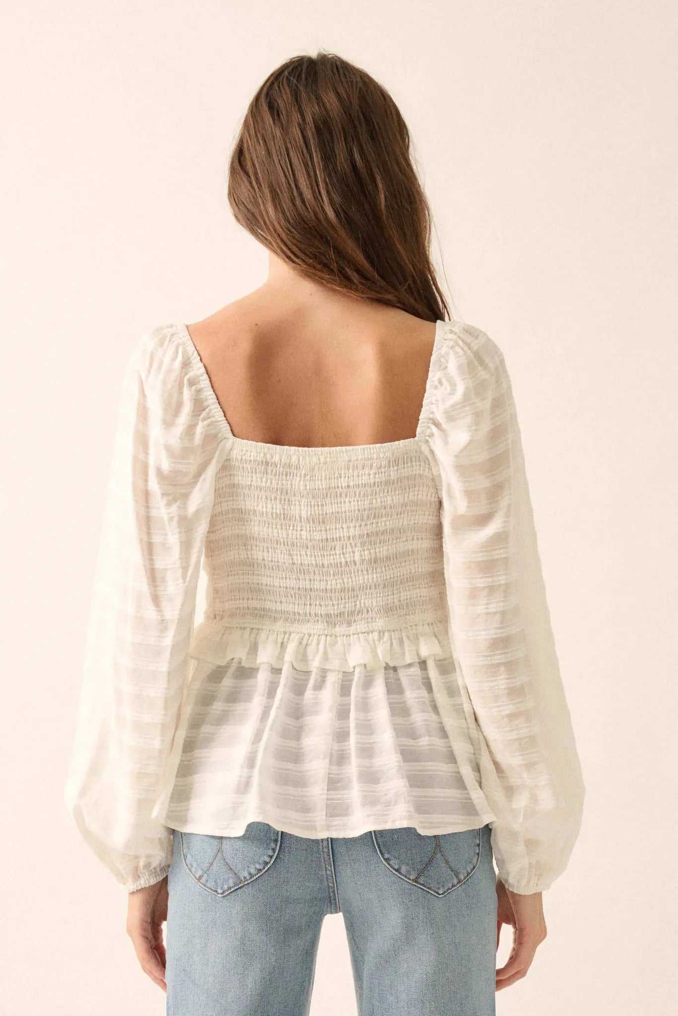 Sweet Infatuation Striped Ribbon-Trim Peasant Top