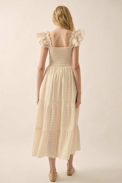 Sweet Sensation Ruffled Paid Tiered Midi Dress