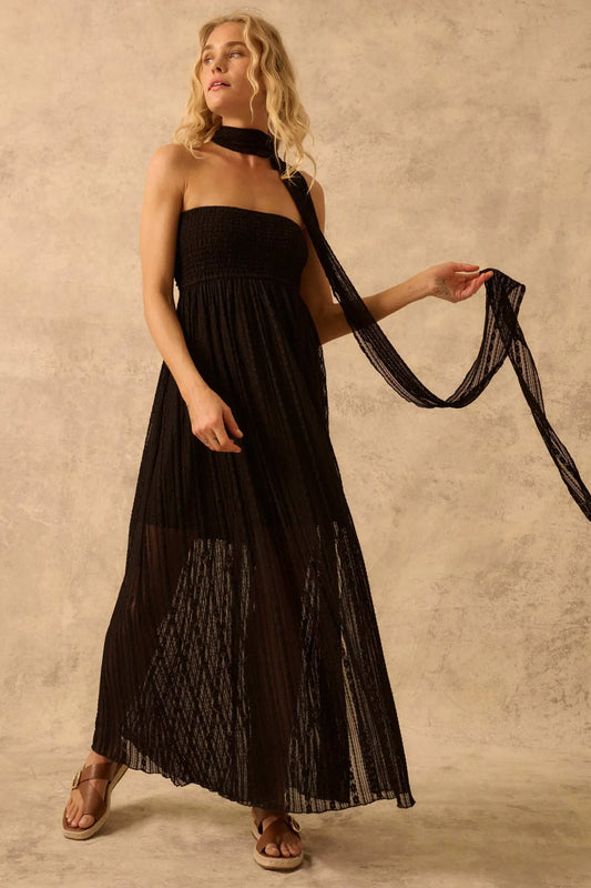 The Emma Infinity Dress in Striped Floral Lace