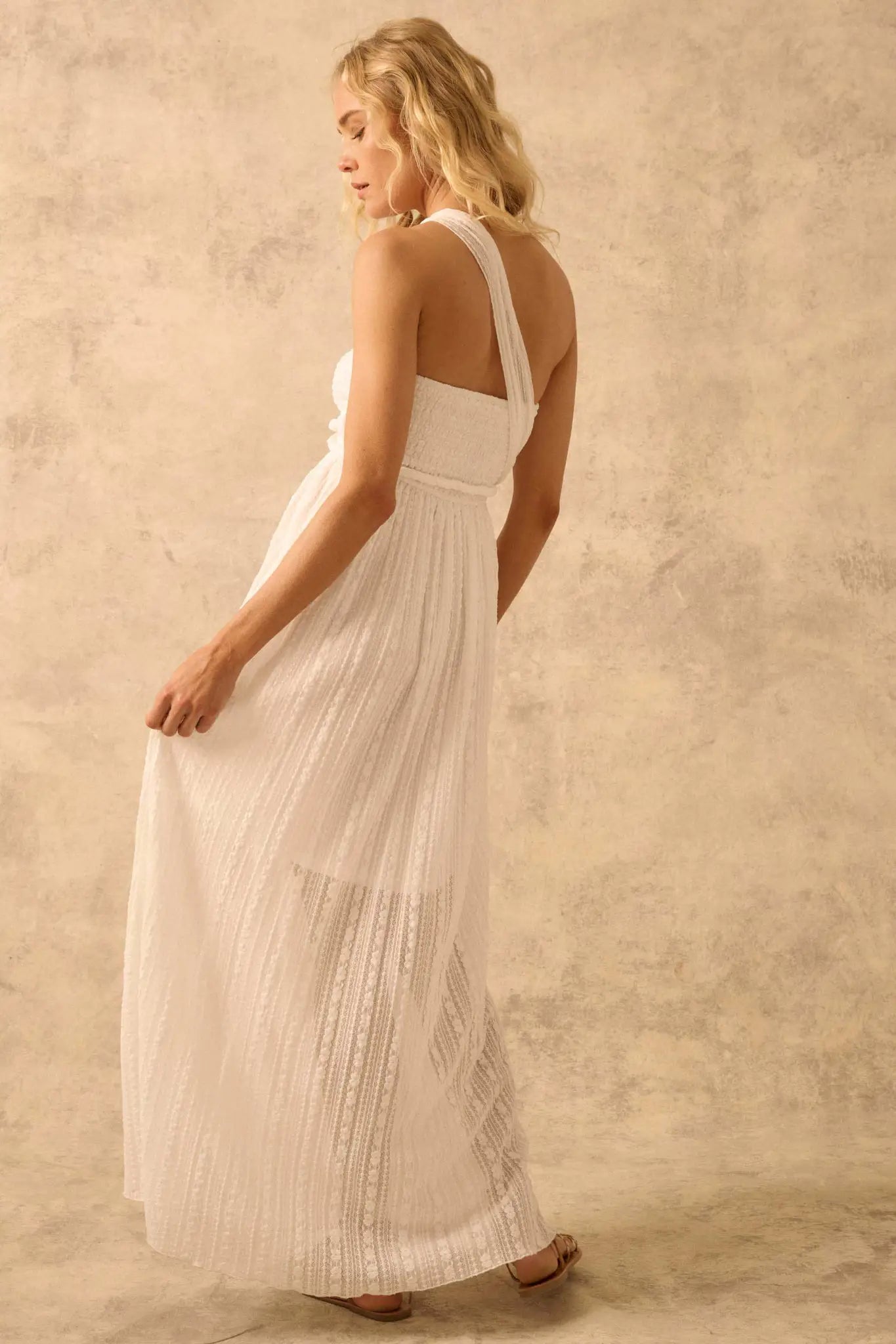 The Emma Infinity Dress in Striped Floral Lace