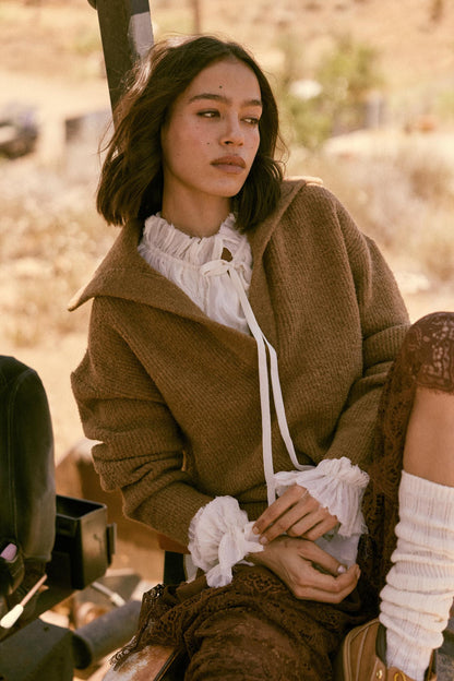 Warm Welcome Collared Split-Neck Mini Sweater Dress