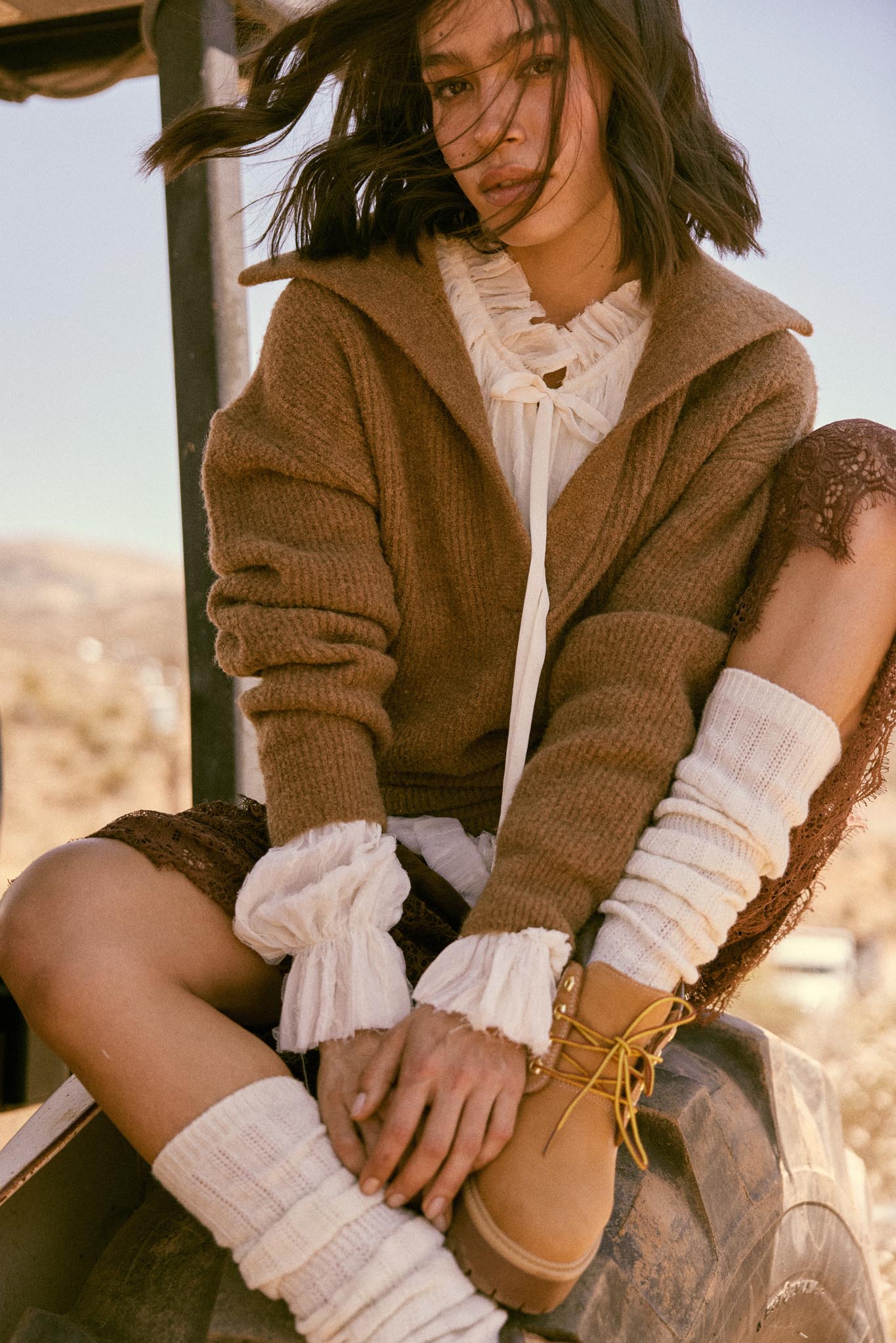 Warm Welcome Collared Split-Neck Mini Sweater Dress