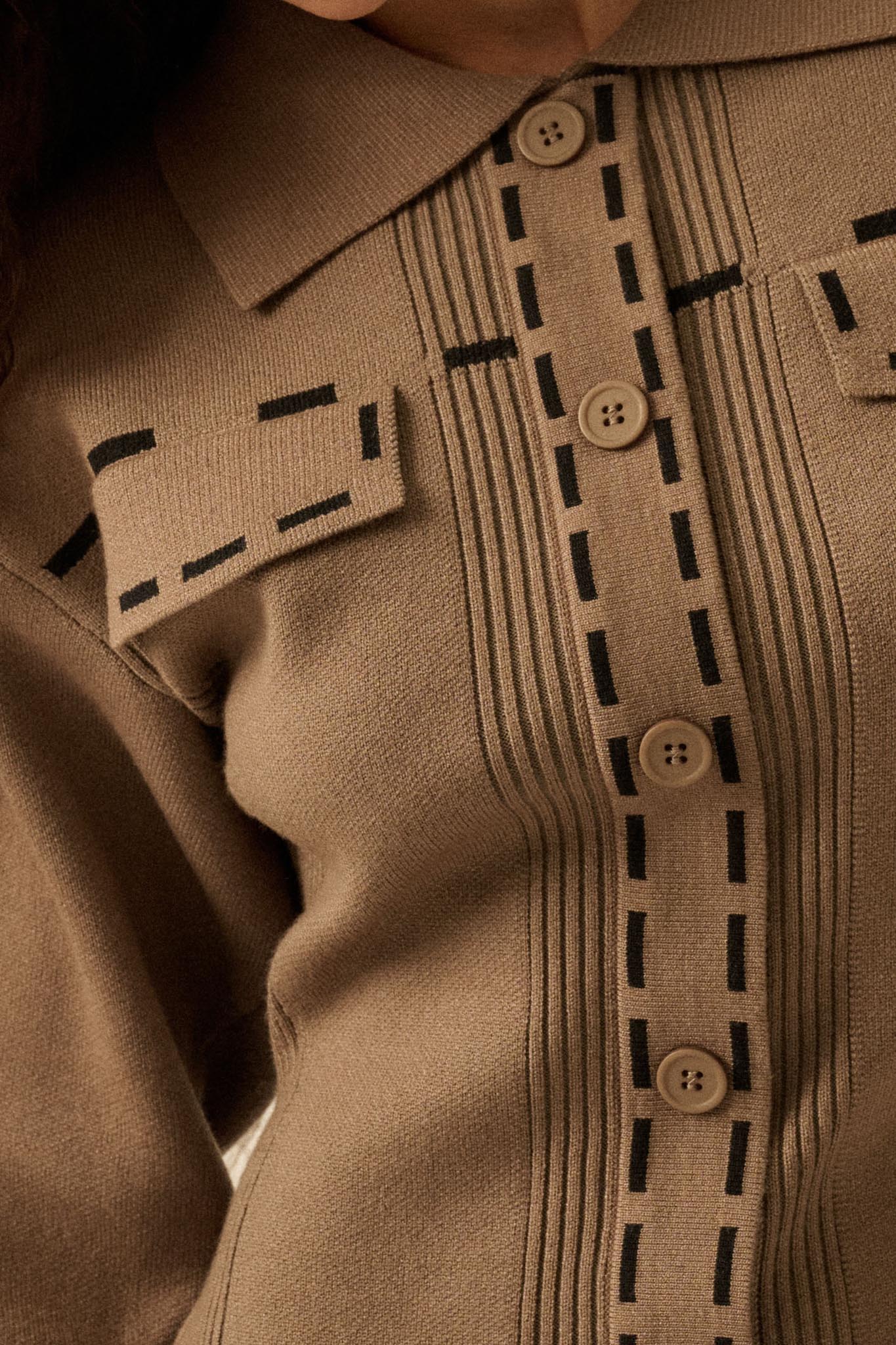 Stitch Perfect Collared Mini Sweater Shirt Dress