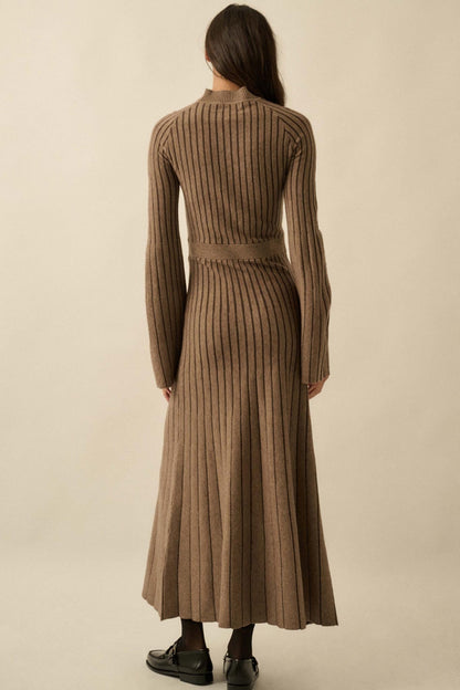 Style Lines Striped Bell-Sleeve Maxi Sweater Dress