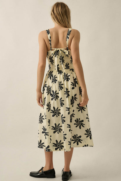 Twirling Blooms Floral-Print Pocket Midi Dress