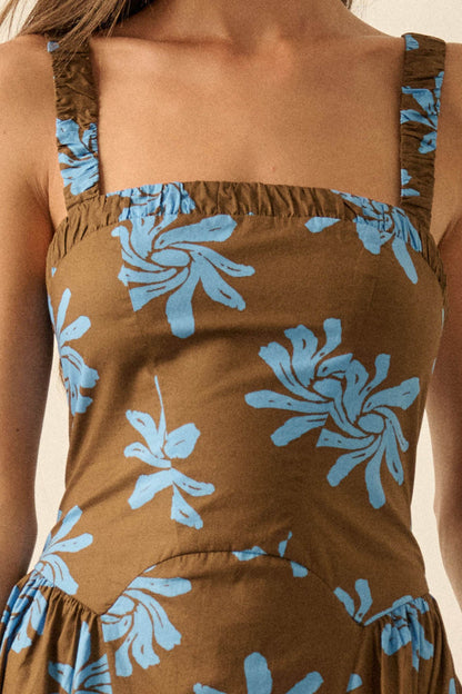 Twirling Blooms Floral-Print Pocket Midi Dress