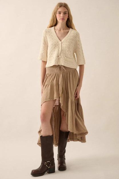 Take Your Time Open-Knit Short-Sleeve Cardigan