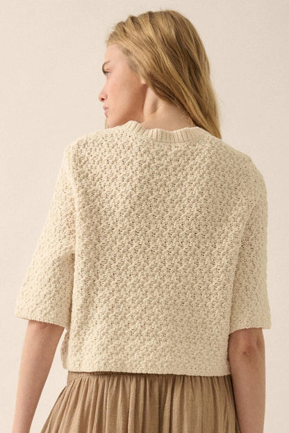 Take Your Time Open-Knit Short-Sleeve Cardigan