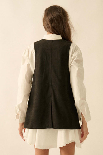 Sweet Meadow Floral-Embroidered Vegan Suede Vest