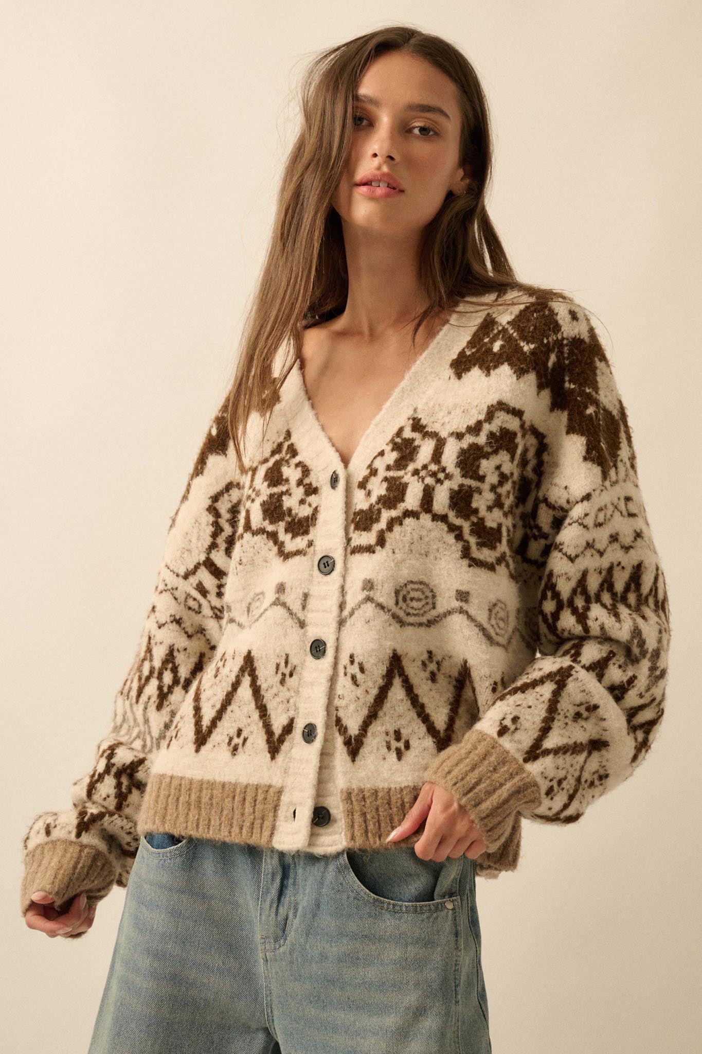 Summit Trail Brushed Alpine-Knit Cardigan