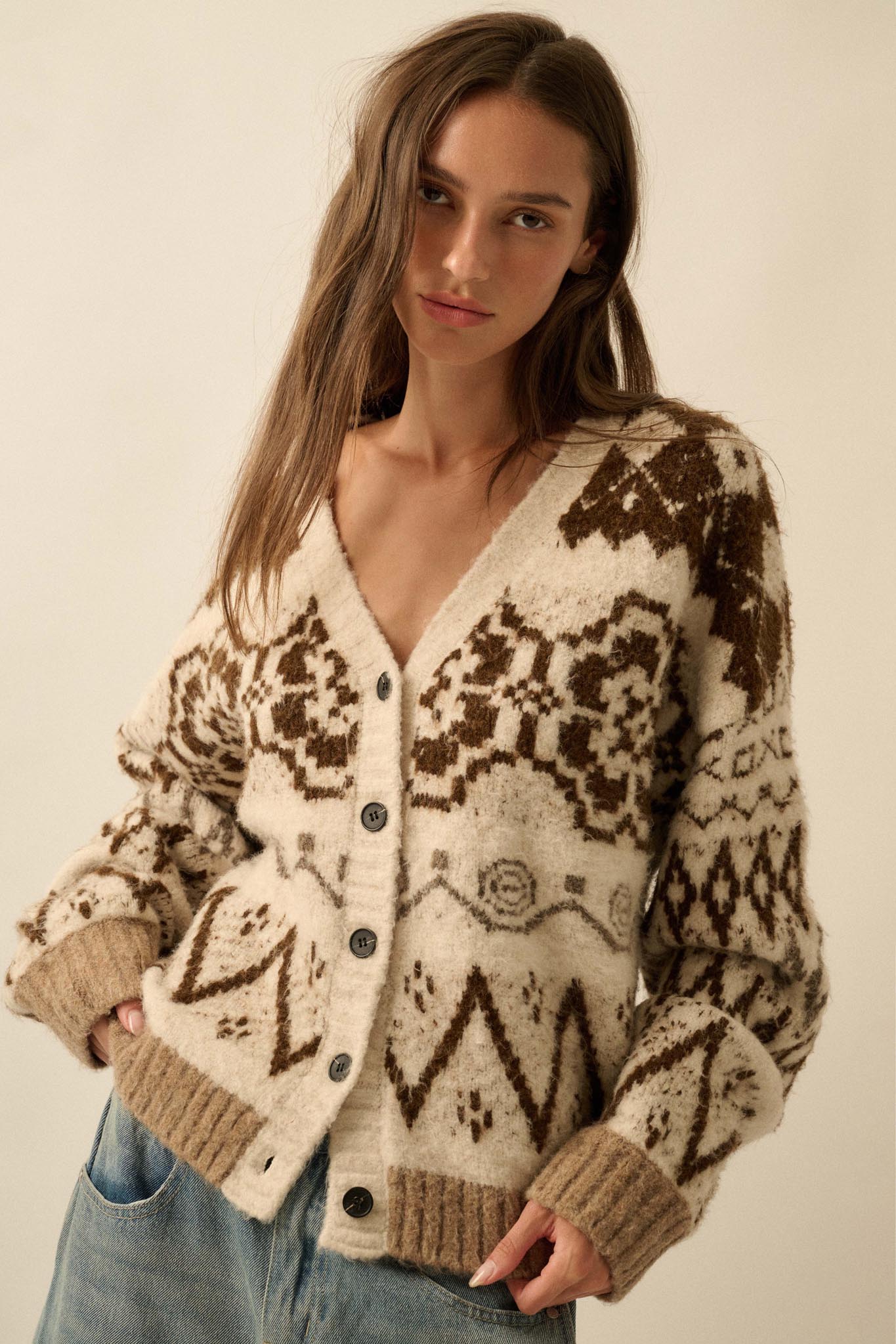 Summit Trail Brushed Alpine-Knit Cardigan