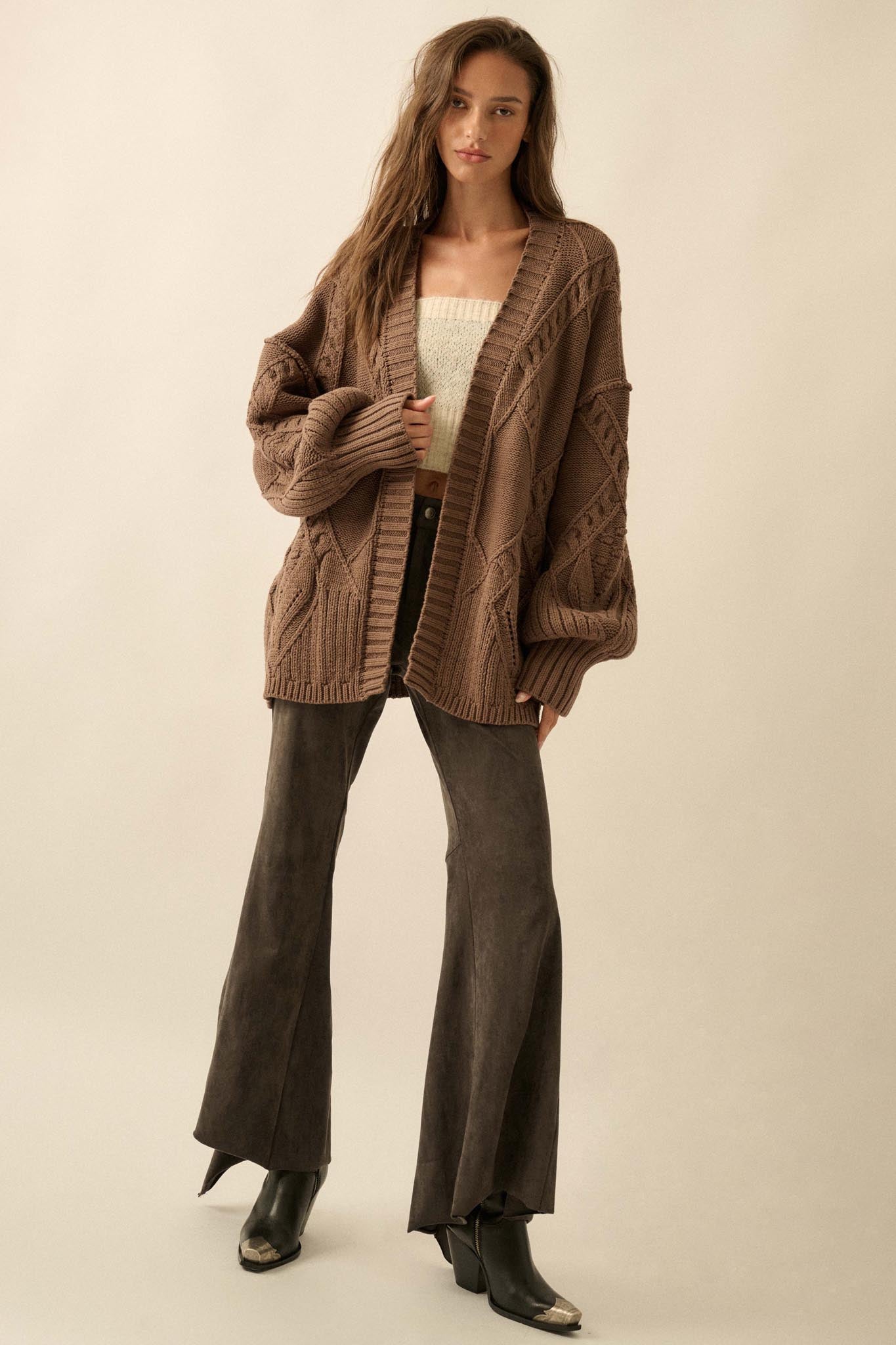 Twist Me Around Cable Knit Oversize Cardigan