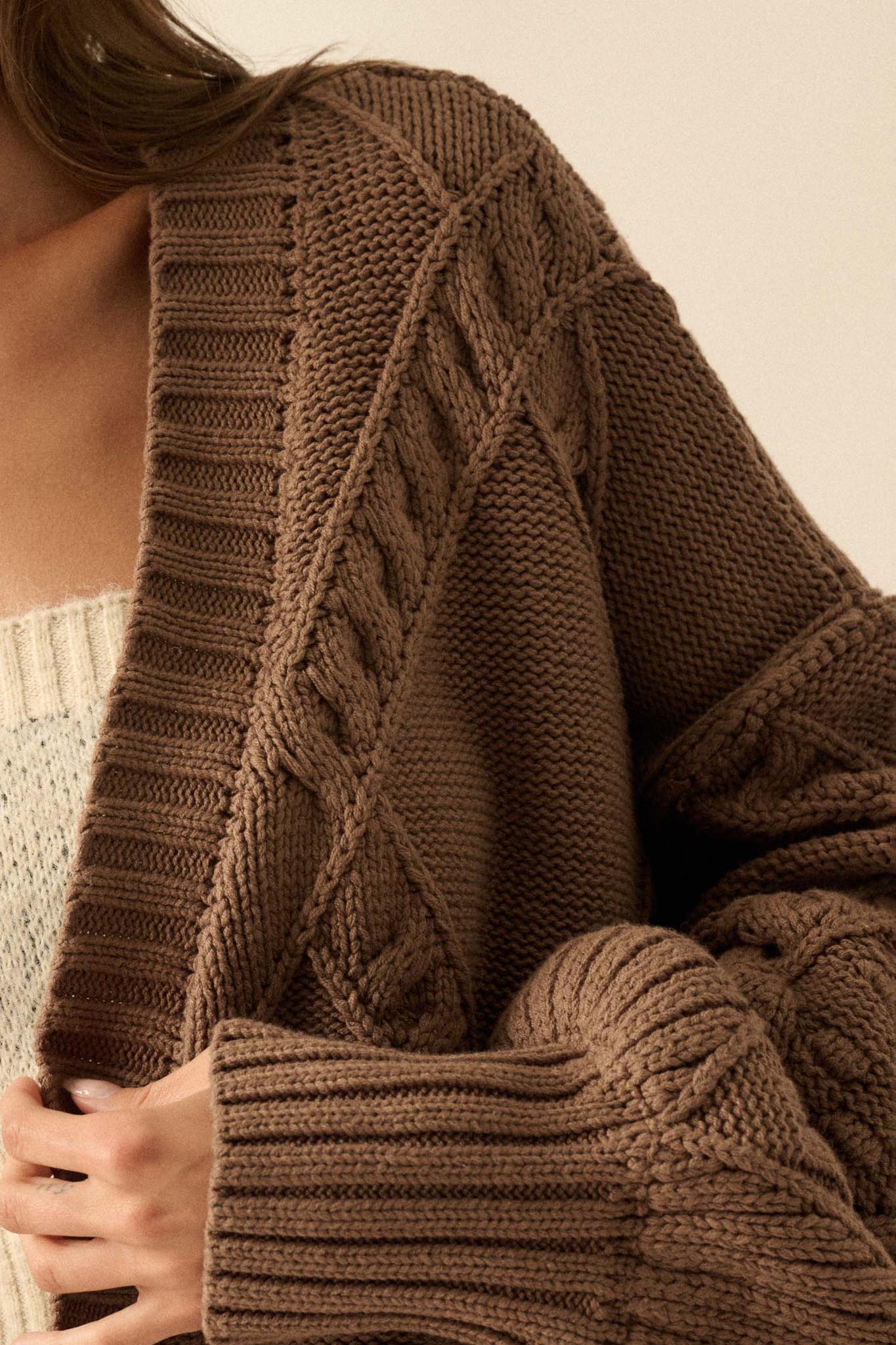 Twist Me Around Cable Knit Oversize Cardigan