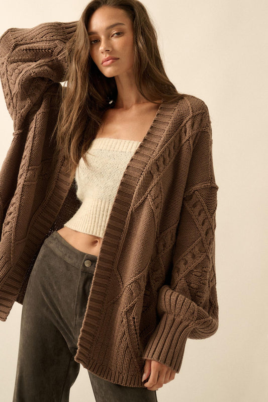 Twist Me Around Cable Knit Oversize Cardigan