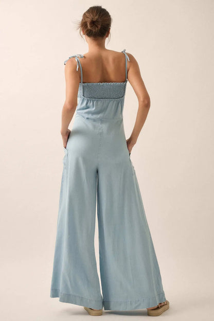 True Blue Denim Overall Jumpsuit and Tube Top Set