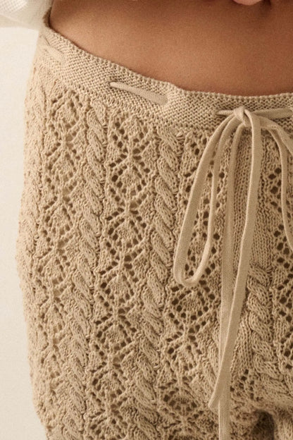 Twist and Shout Crochet Knit Drawstring Shorts