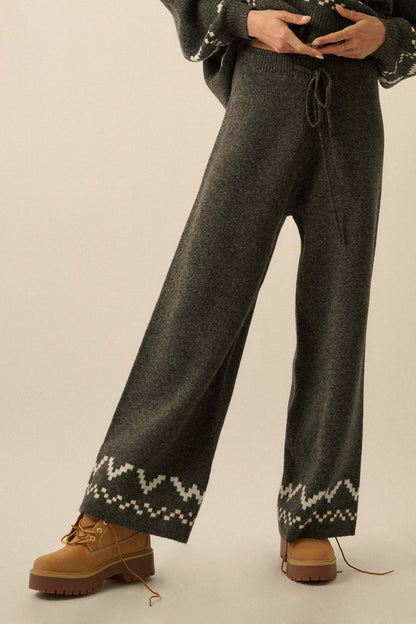 Winter Ridge Alpine Knit Wide-Leg Sweater Pants