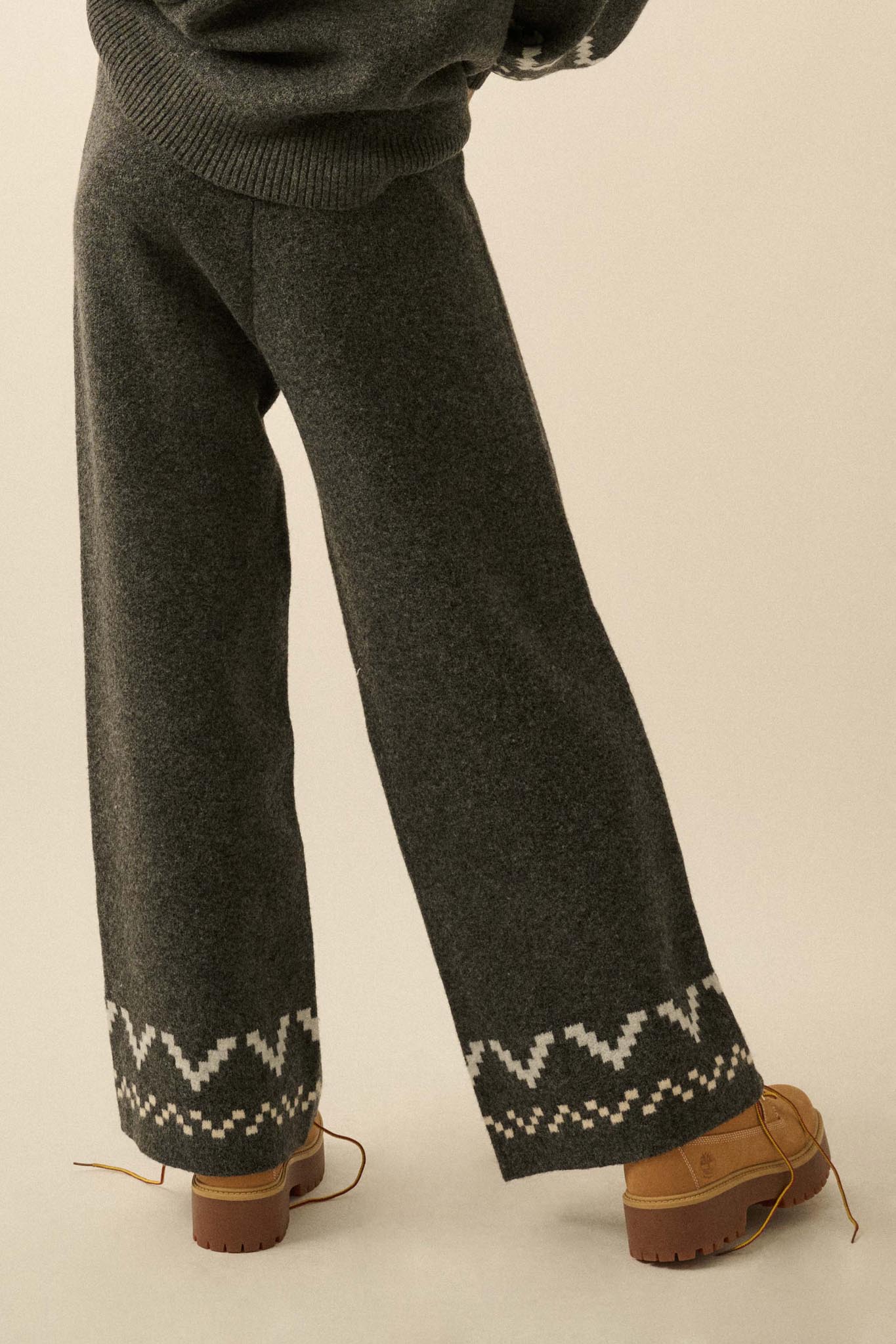 Winter Ridge Alpine Knit Wide-Leg Sweater Pants