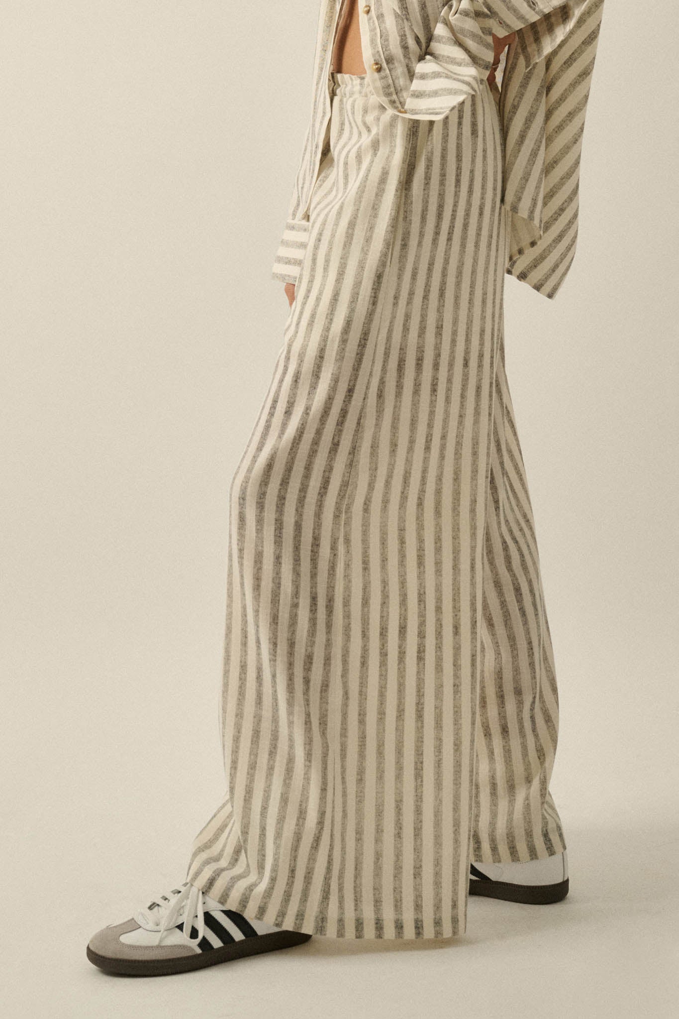 Weekend Mood Striped Wide-Leg Drawstring Pants