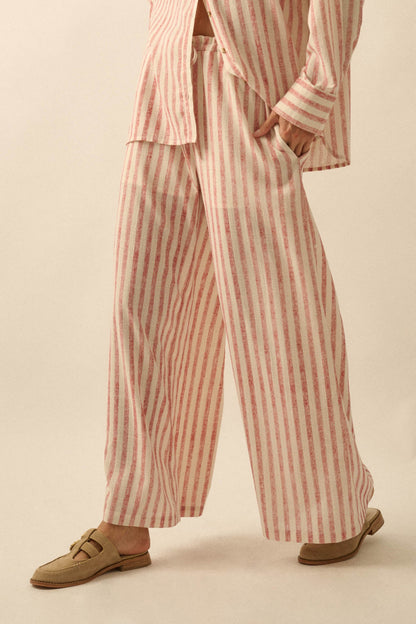 Weekend Mood Striped Wide-Leg Drawstring Pants