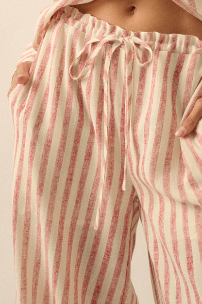 Weekend Mood Striped Wide-Leg Drawstring Pants