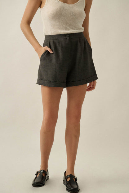 Walk the Talk Pleated Wide-Leg Cuffed Shorts