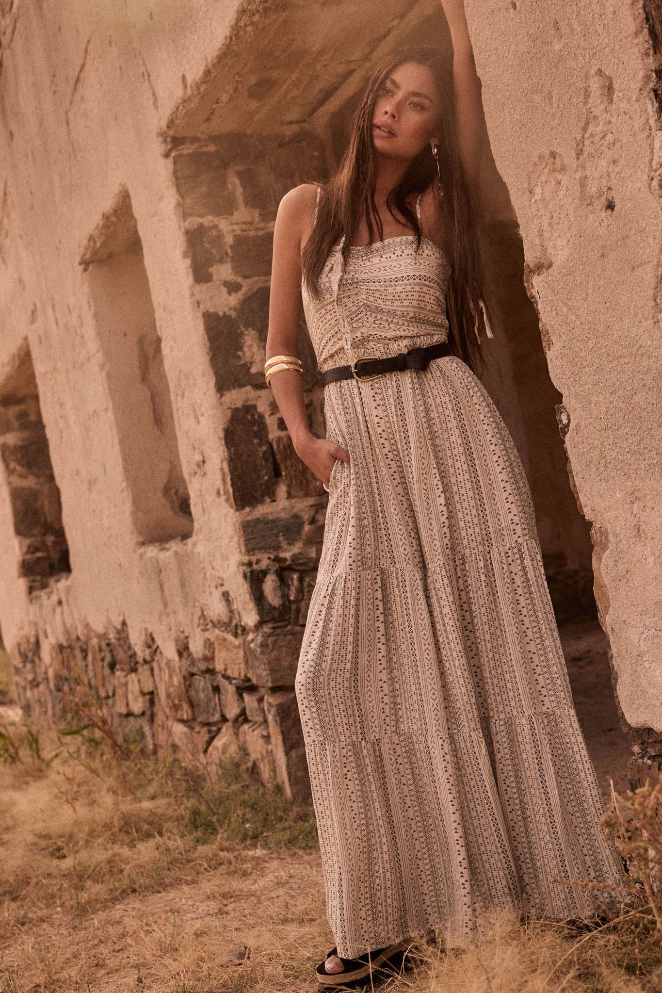 Wild Adventure Geo-Print Tiered Wide-Leg Jumpsuit