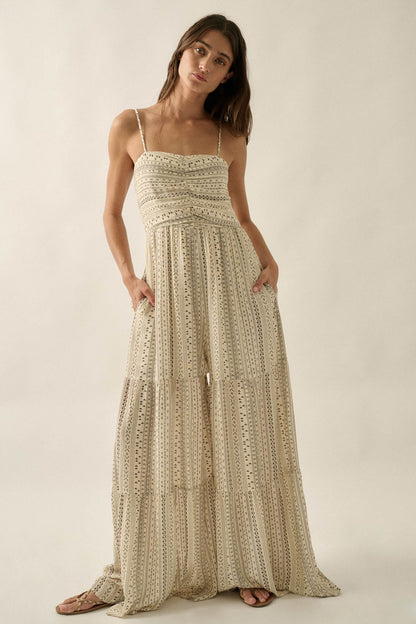Wild Adventure Geo-Print Tiered Wide-Leg Jumpsuit