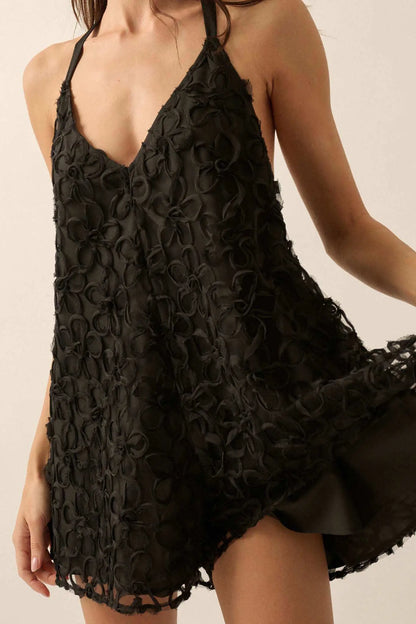 Wistful Beauty Floral Ribbon Lace Babydoll Romper