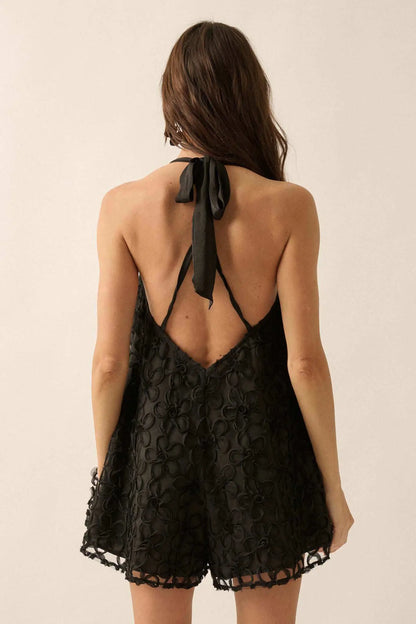 Wistful Beauty Floral Ribbon Lace Babydoll Romper