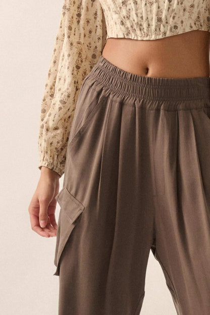 Walk On Wide-Leg Twill Cargo Pants
