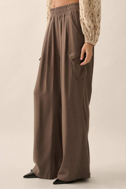 Walk On Wide-Leg Twill Cargo Pants